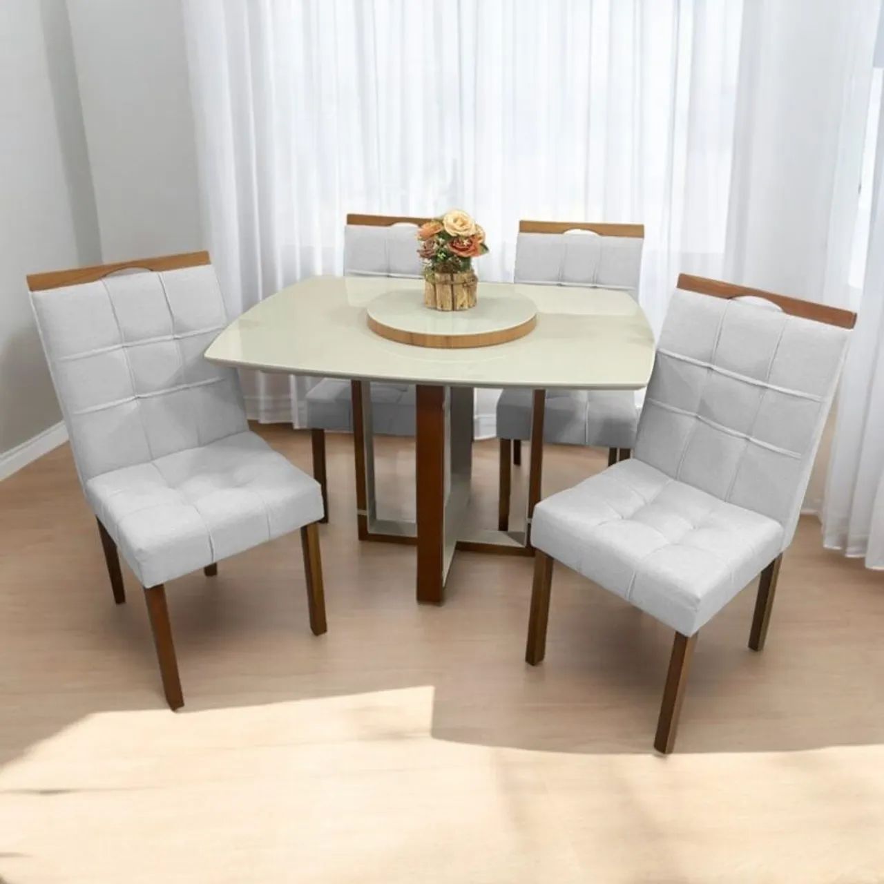 Mesa de Jantar 120×90 com 4 Cadeiras Sara tt32 - Foto 2