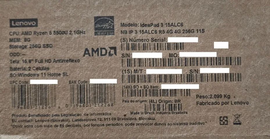 Notebook Lenovo Ultrafino Ideapad 3 Amd Ryzen 5 8gb 256gb Ssd W11 15.6" Cinza - Foto 3