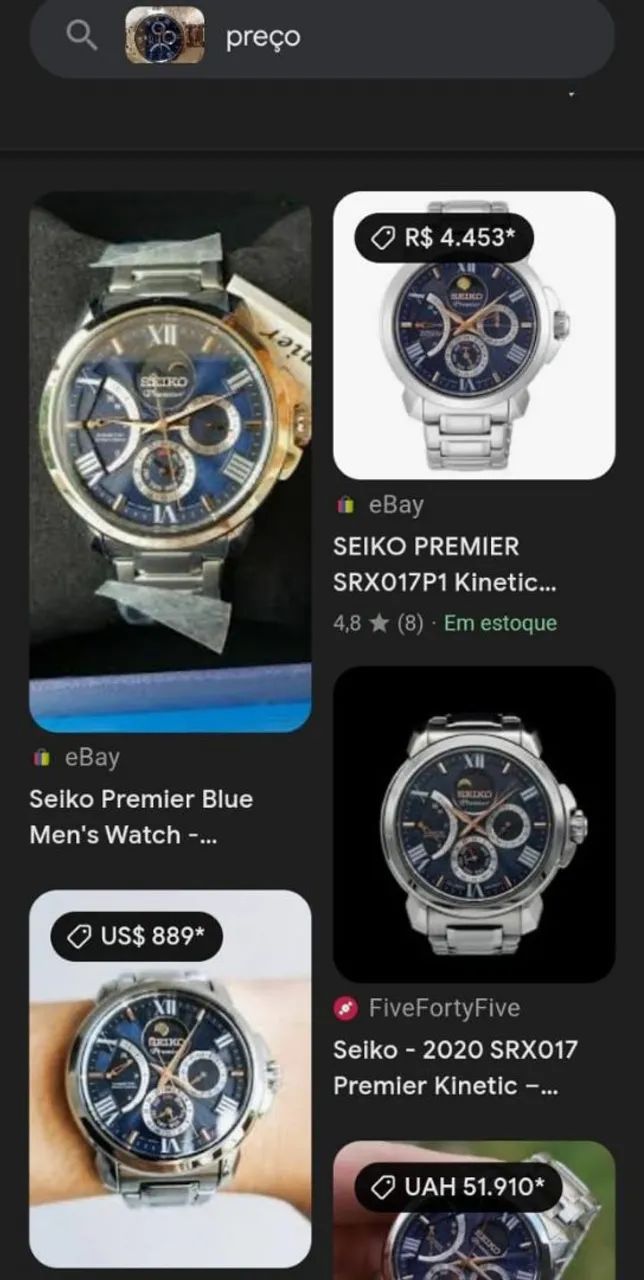 Stainless Steel Srx017 Seiko Premier Quartz Watch SRX015P1