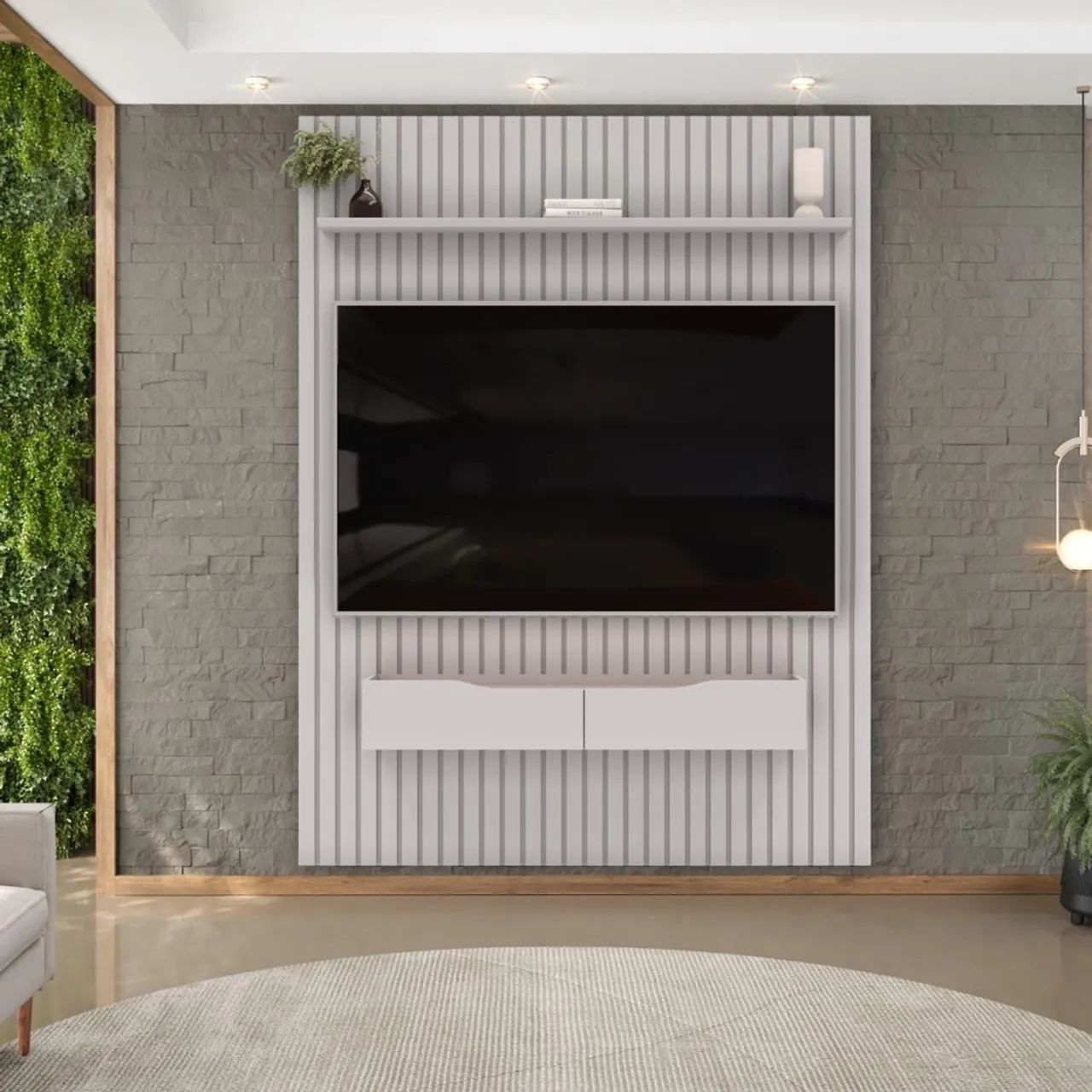 Painel ripado com bancada 183cm 