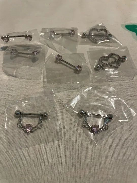 Piercings de seios com strass - 9 peças - Foto 3