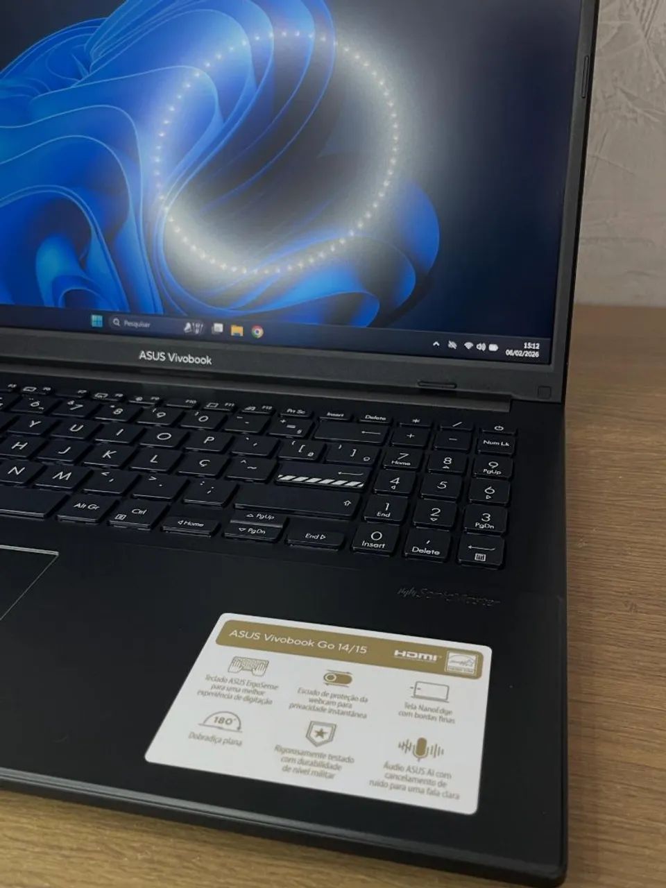 Notebook ASUS Vivobook Go 15, 512 ssd, 8gb ram, tela IPS com Placa de Vídeo integrada - Foto 4