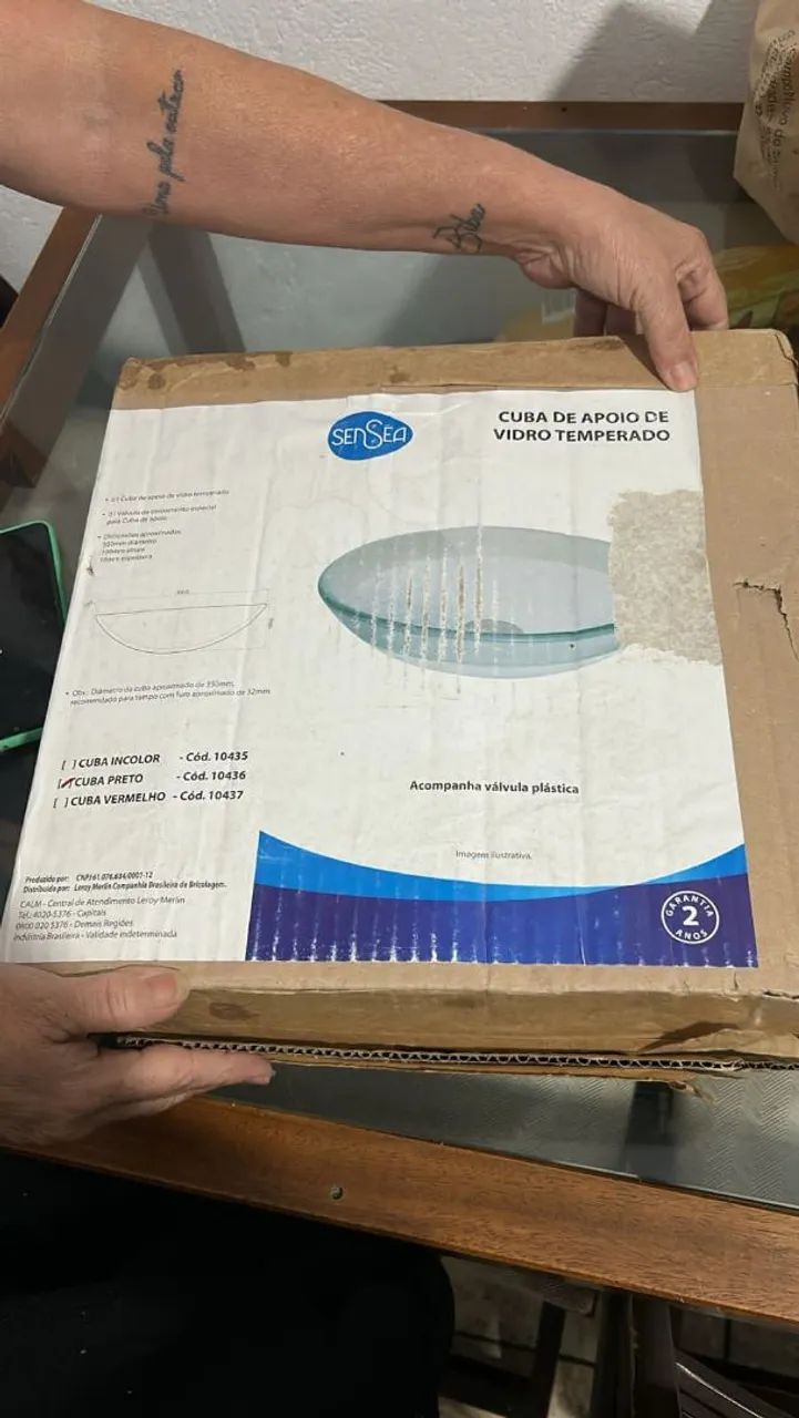 cuba de apoio de vidro temperado da marca Sensea  Preta com válvula - Foto 4