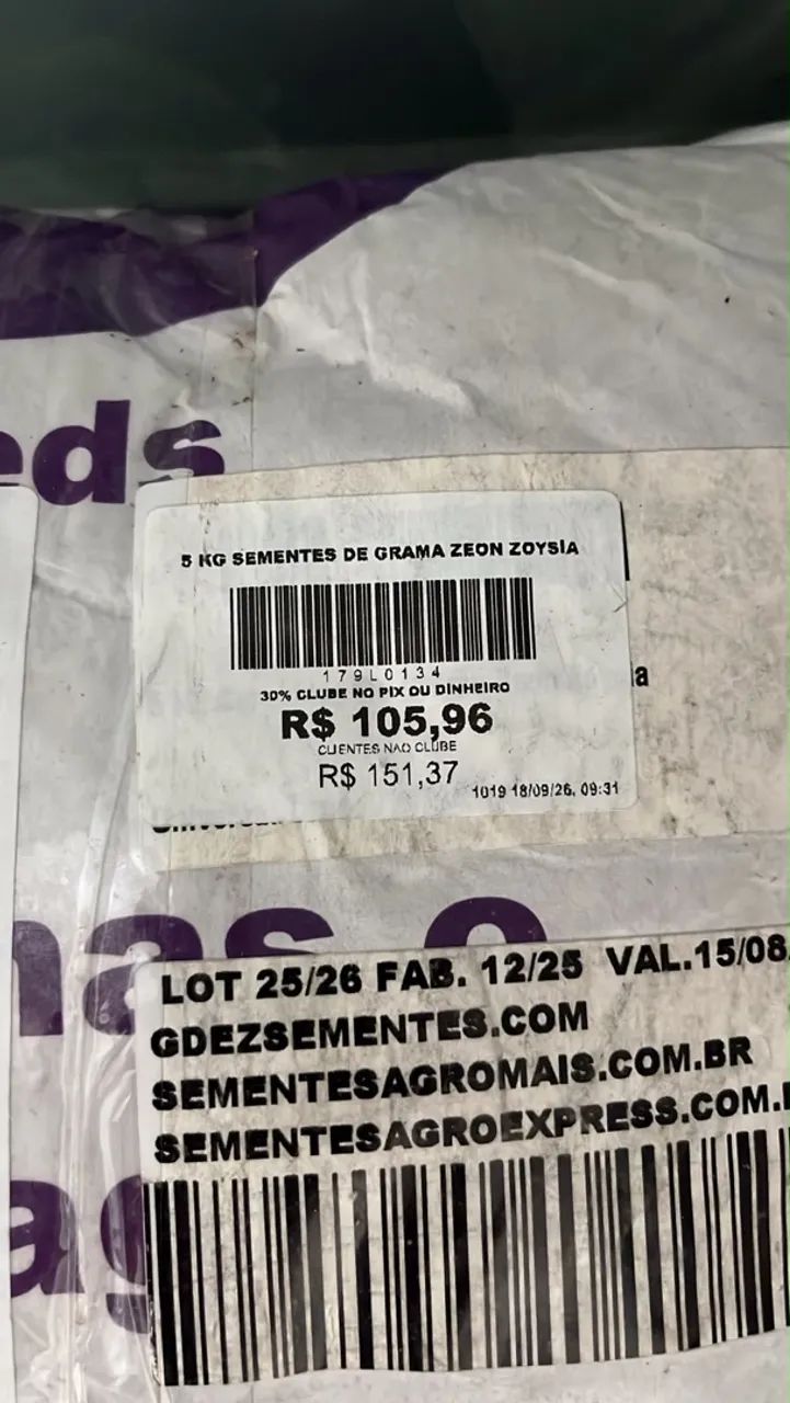 Sementes de pasto e gramas metade do preço 