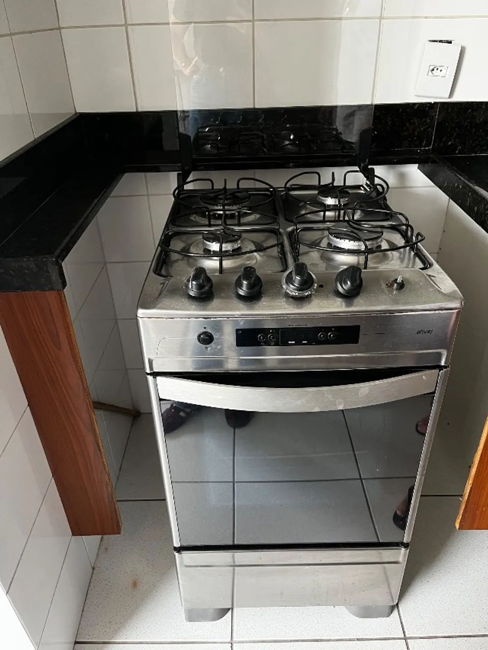 Fogão Brastemp Ative! 4 Bocas Inox com Grill e Timer Digital - Funcionando Perfeitamente - Foto 2