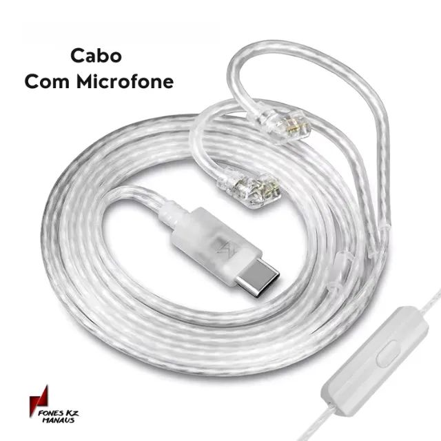 Cabo KZ USB Tipo C com DAC Integrado e Microfone - Prateado (Upgrade Hi-Fi) - Foto 2