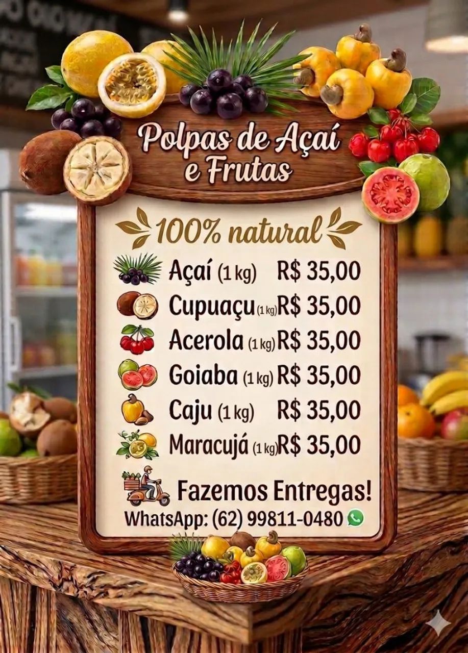 Polpas de frutas naturais 