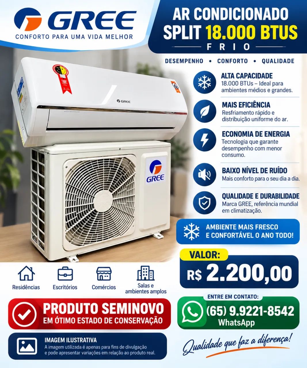 Ar condicionado 18.000 Btus