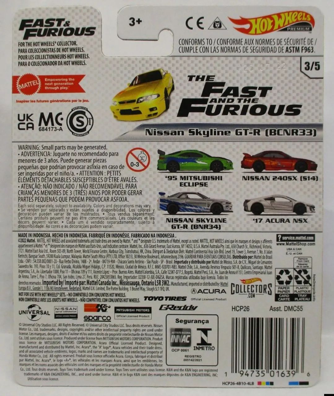 Hot Wheels Premium Velozes e Furiosos 2022 Nissan Skyline GT-R BCNR 33 Amarelo 3/5 - Foto 2