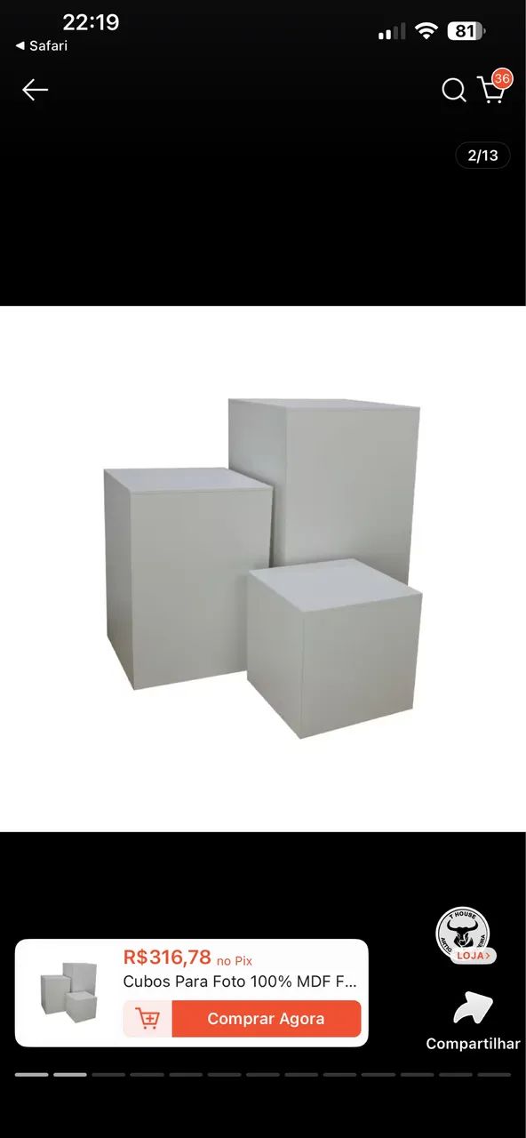 Trio de cubos 100% MDF 