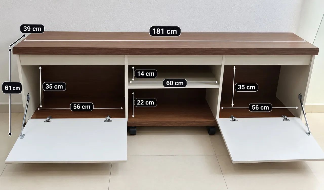     Rack para Sala 1,81m - Madeira e Branco - Foto 2