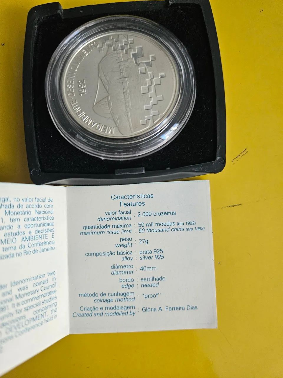 Moeda comemorativa Eco 1992 prata 925 - Foto 4