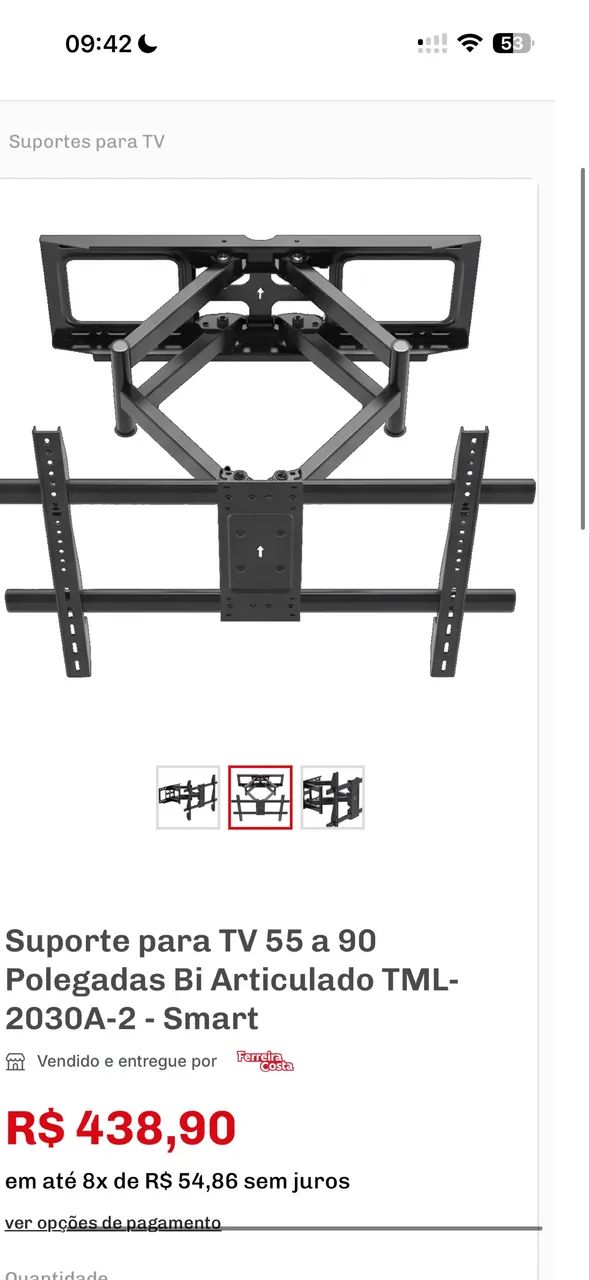 Suporte para TV 55 a 90 Polegadas Bi Articulado TML-2030A-2 - Smart - Foto 4