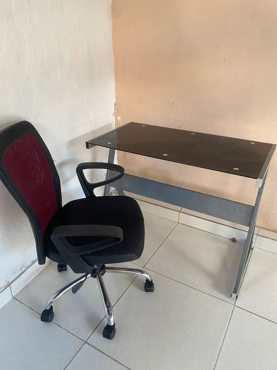 Smoked-glass office desk