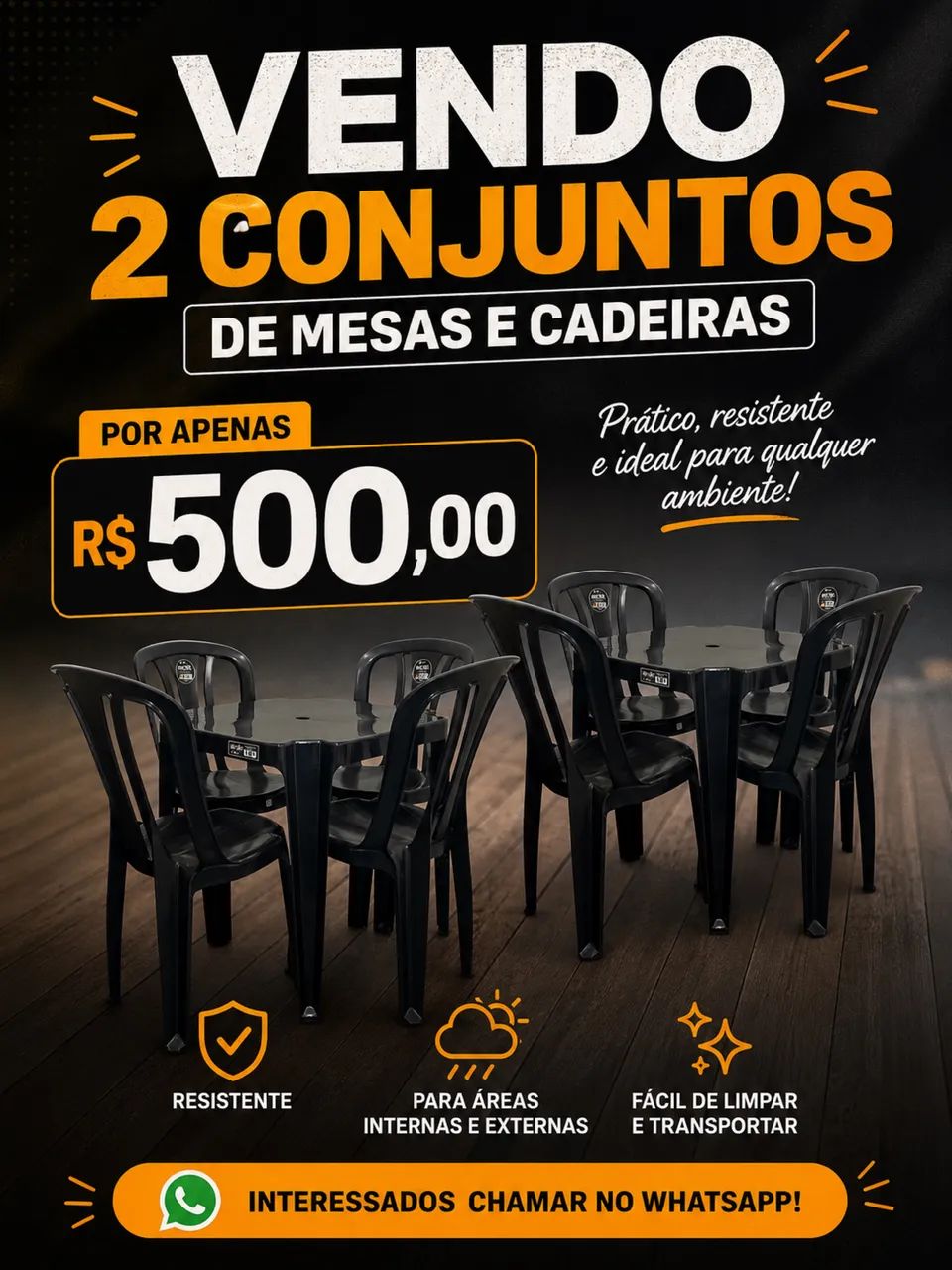 Conjuntos de  2 Mesas e 8 cadeiras 