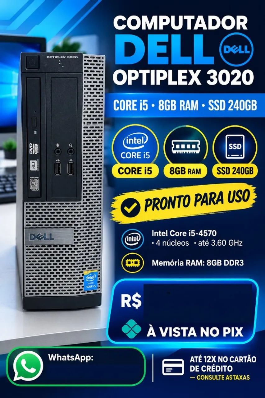 Computador(CPU) Dell Optiplex 3020  Core I5 8/240 ssd