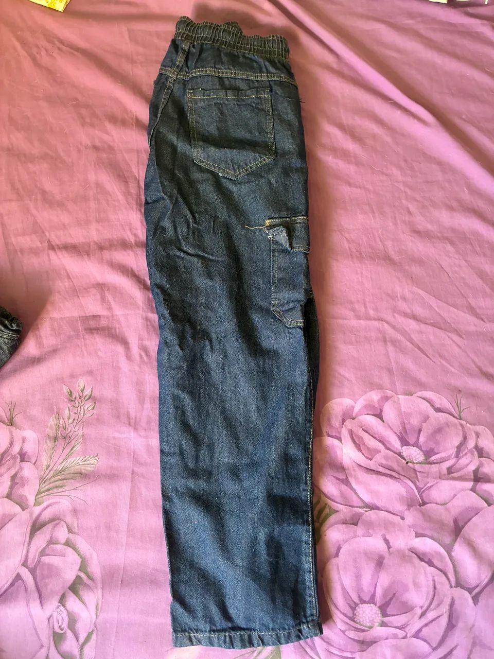 Calça Cargo Jeans Escura - Foto 4