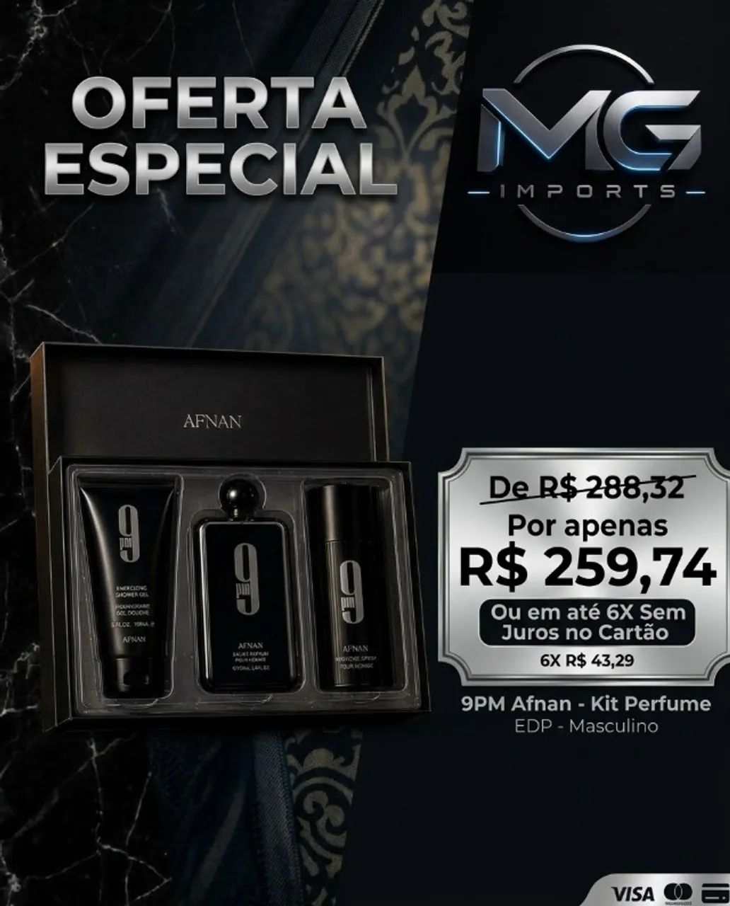 ? Perfume Arabe AFNAN 9PM GIFT SET (MASCULINO) ? 