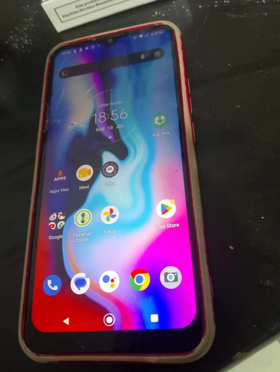 celular smartphone Moto E7 plus 64gb com trinco na tela mas funciona perfeitamente  - Foto 4