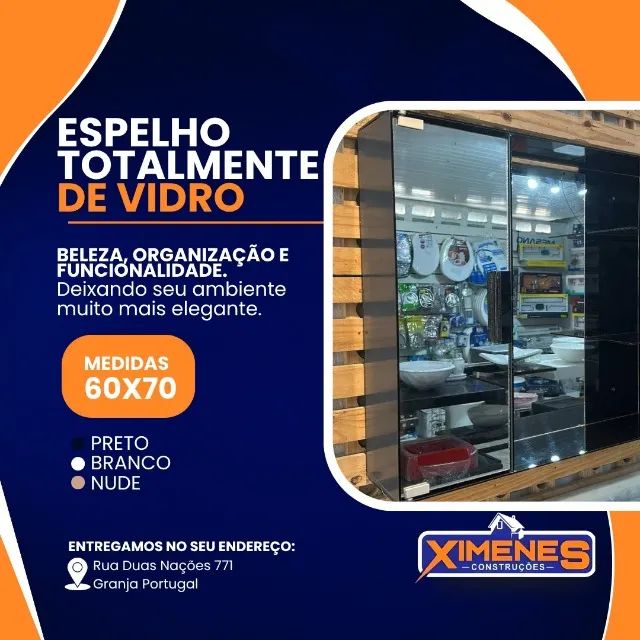 ARMARIO DE VIDRO COM ESPELHO, PRATELEIRA E PORTA (70X60) - Foto 5