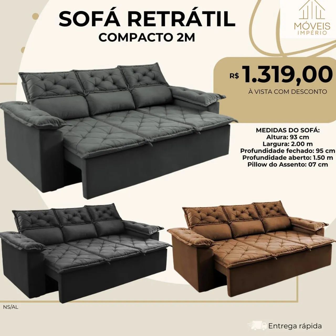Sofá Retrátil Compacto 