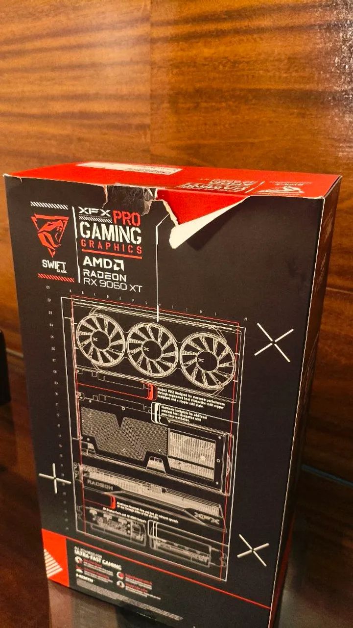 RX 9060 XT 16GB  XFX - PLACA DE VÍDEO PRETA  - Foto 5