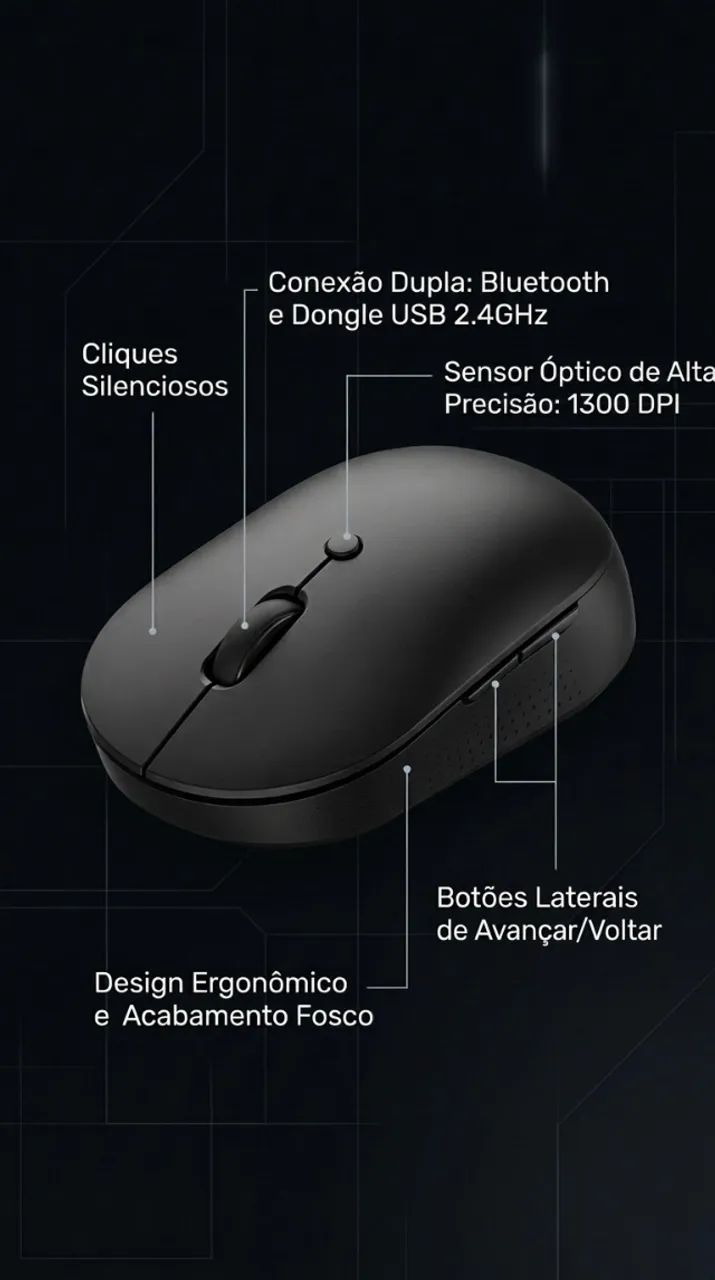 Mouse Sem Fio Xiaomi Dual Mode (Bluetooth + USB 2.4G) - Original 