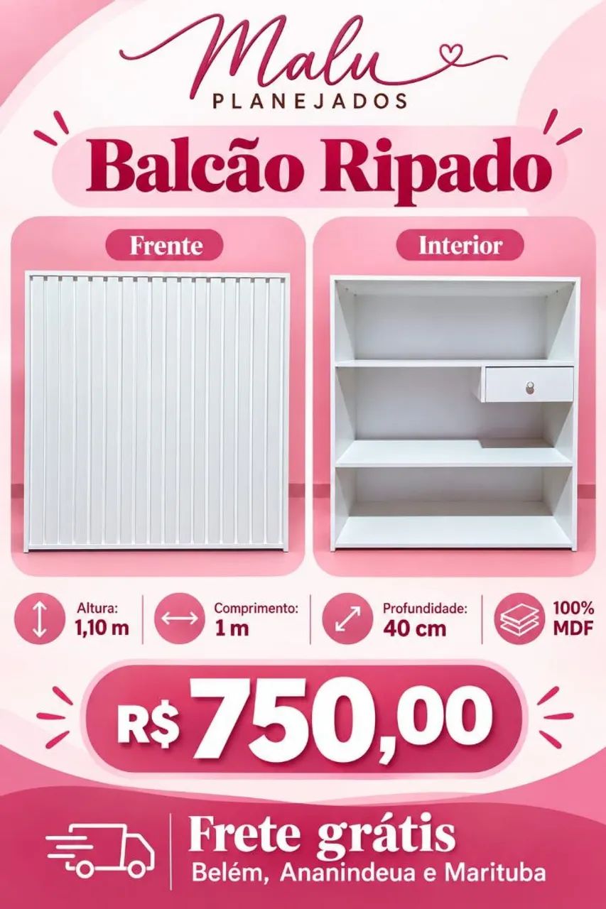 Promoção balcão ripado 