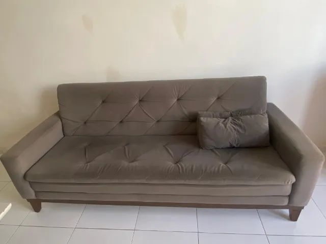 Sofá 3 Lugares Nevada I Suede Cinza - Foto 4