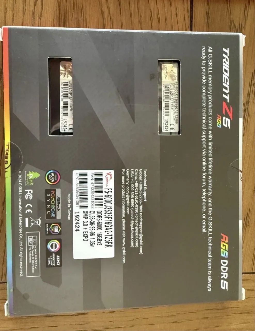G.Skill 32gb 6000 mhz CL36 Trident Z5 RGB DDR5 (2x16gb) memória