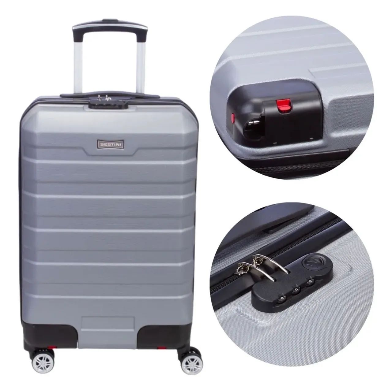 Mala de Viagem Bordo 10 kg ABS com Rodas 360° Wheeless 2T - Prata e preta - Foto 2