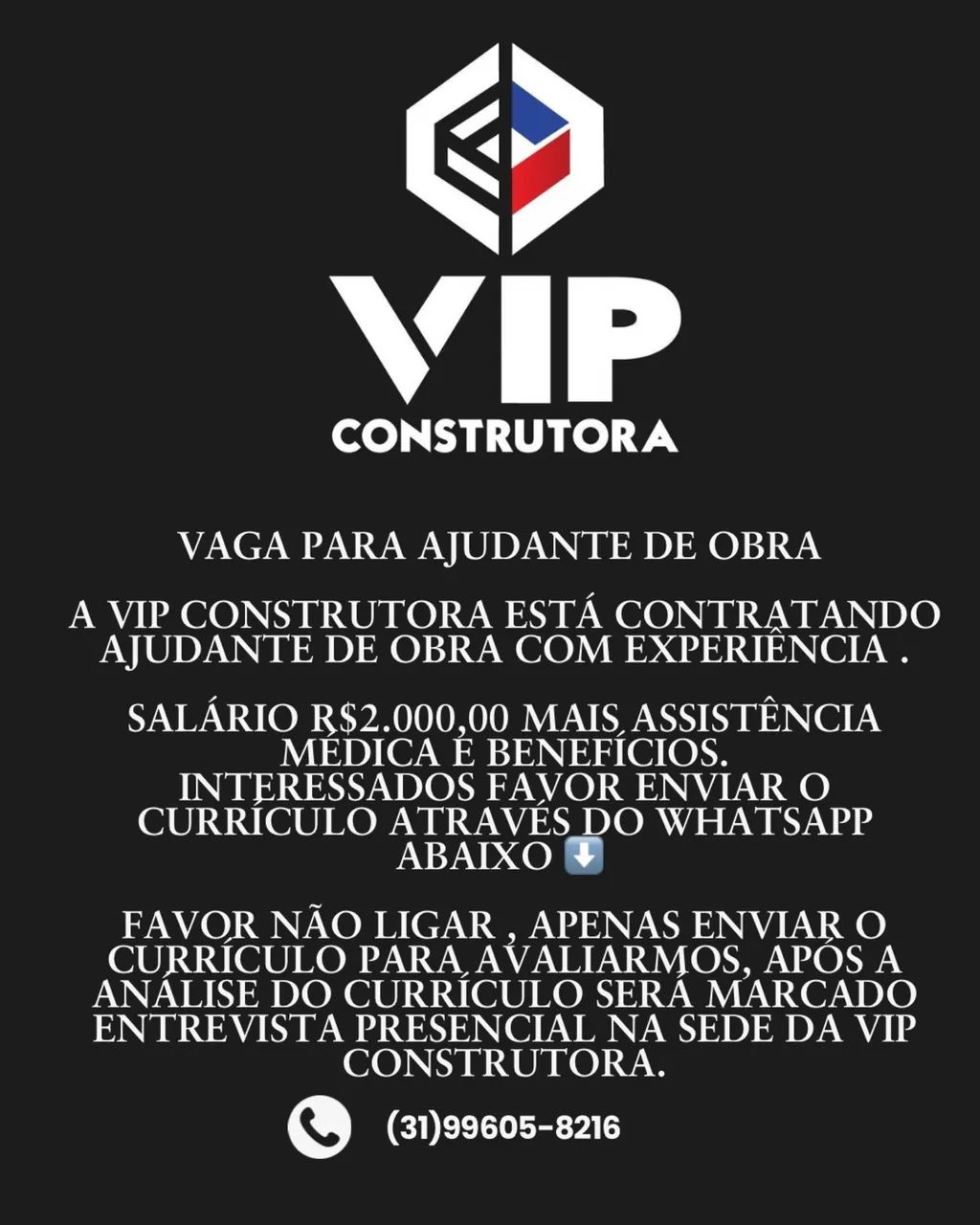 Vaga Ajudante de Obra 