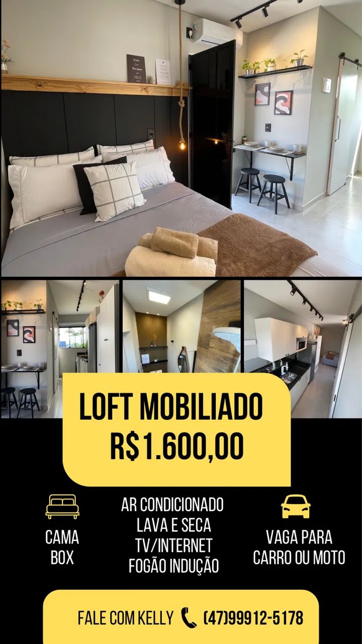 Loft totalmente mobiliado 
