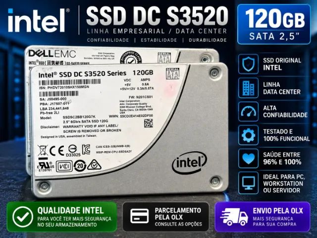SSD INTEL NOTEBOOK 120GB 2.5 Linha EMPRESARIAL | 100% TESTADO | PC Desktop notebook