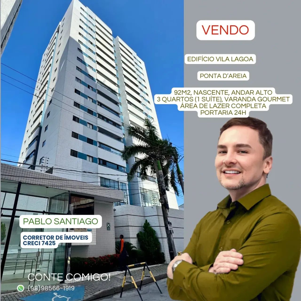 Excelente apartamento para Venda no Edifício Vila Lagoa, Ponta Dareia