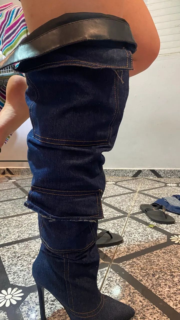 Bota Jeans cano longo - Foto 5
