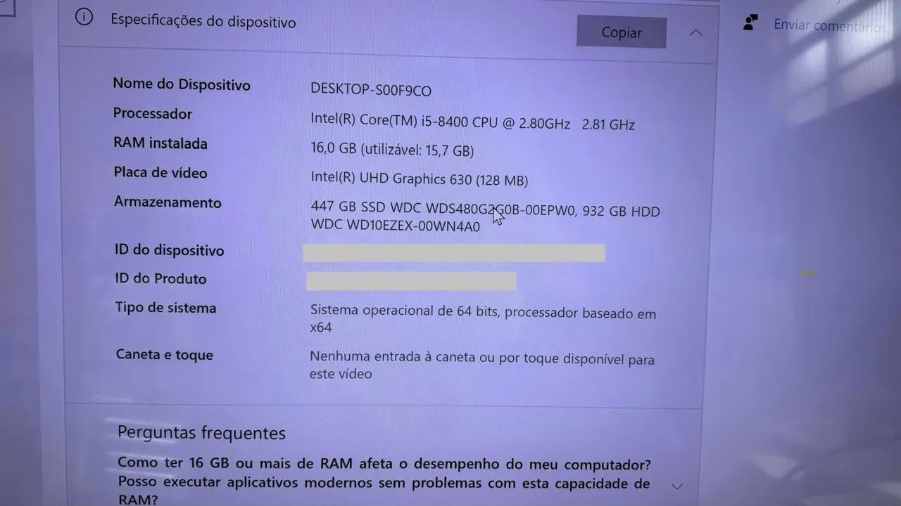 Desktop i5 8a - 16GB RAM - 500GB SSD + 1TB HD - Acompanha Teclado e Mouse Logitech - Foto 3