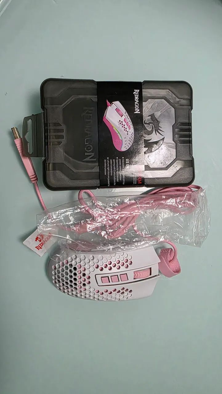 Mouse Gamer REDRAGON Storm Branco com Rosa - Foto 3