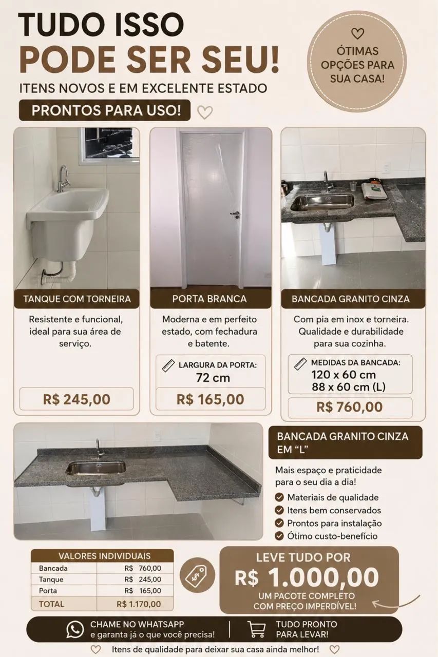 Bancada, Tanque , porta