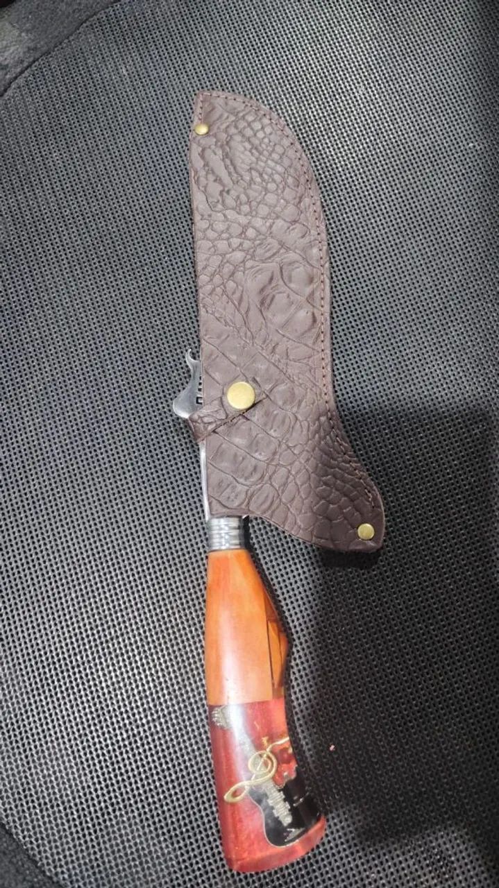 Faca artesanal inox com bainha de couro  - Foto 2