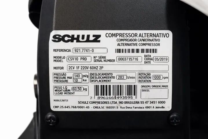 Compressor de Ar Schulz CSV10/100 - 10 Pés, 100 Litros, 220V Monofásico - Novo - Foto 5