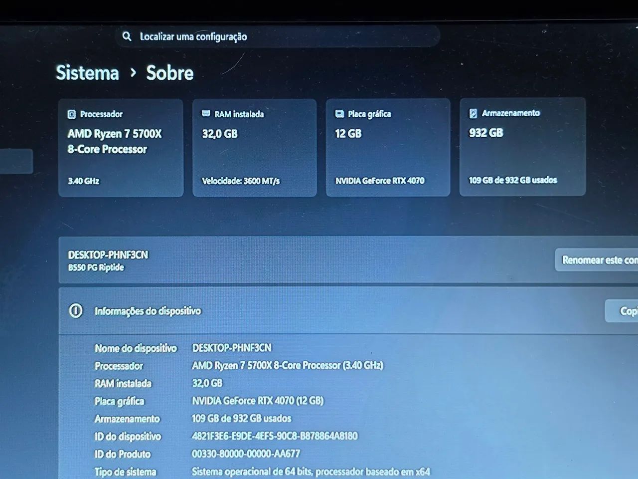 PC GAMER RYZEN 7 COM RTX 4070 E 32GB DE RAM - Foto 4
