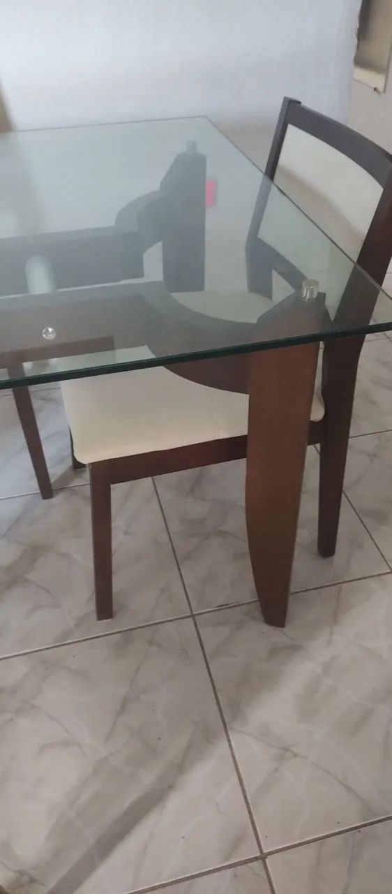 Conjunto de mesa de jantar com tampo de vidro  - Foto 2