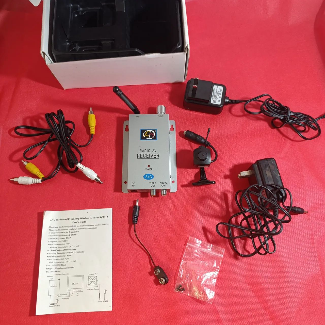 Câmera Sem fio + Receptor de Áudio e Vídeo com Caixa