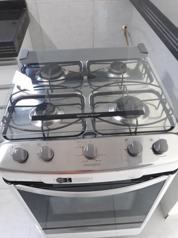 Fogão de 04 bocas Inox, Brastemp modelo Clean