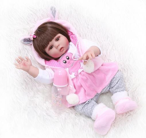 Boneca Reborn Bebê Coelinha toda de Silicone