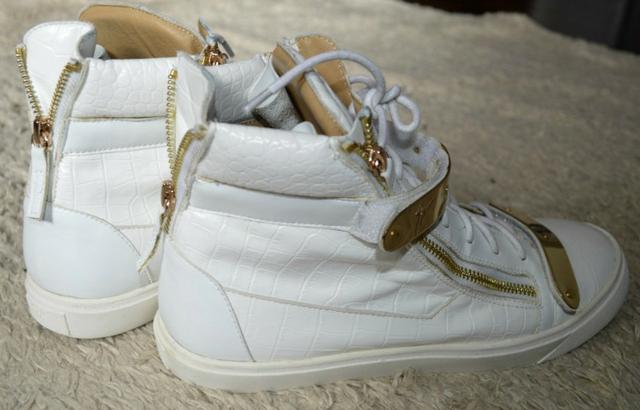 Tênis sneaker Giuseppe Zanotti branco e dourado masculino, original - Foto 3