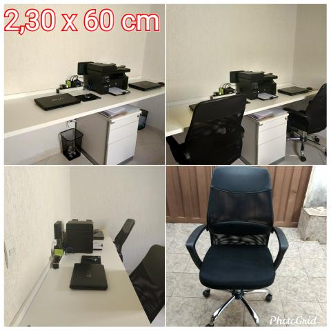 Bancada de trabalho MDF branco + cadeiras de escritório+ móvel arquivo - Foto 2