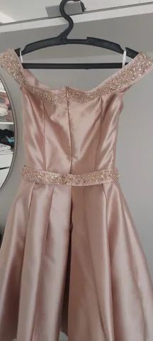 Vestido de festa PP/36 nude bordado recepção 15 anos - Foto 3