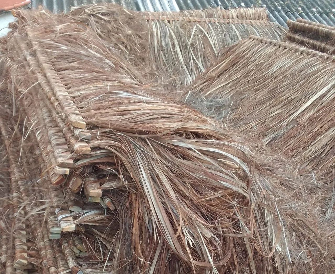 Piaçava para cobertura de quiosques. 